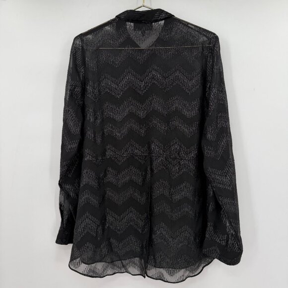 Lane Bryant  Plus Black Sheer Metallic Chevron Blouse Holiday– Women’s 18/20 - Picture 4 of 11